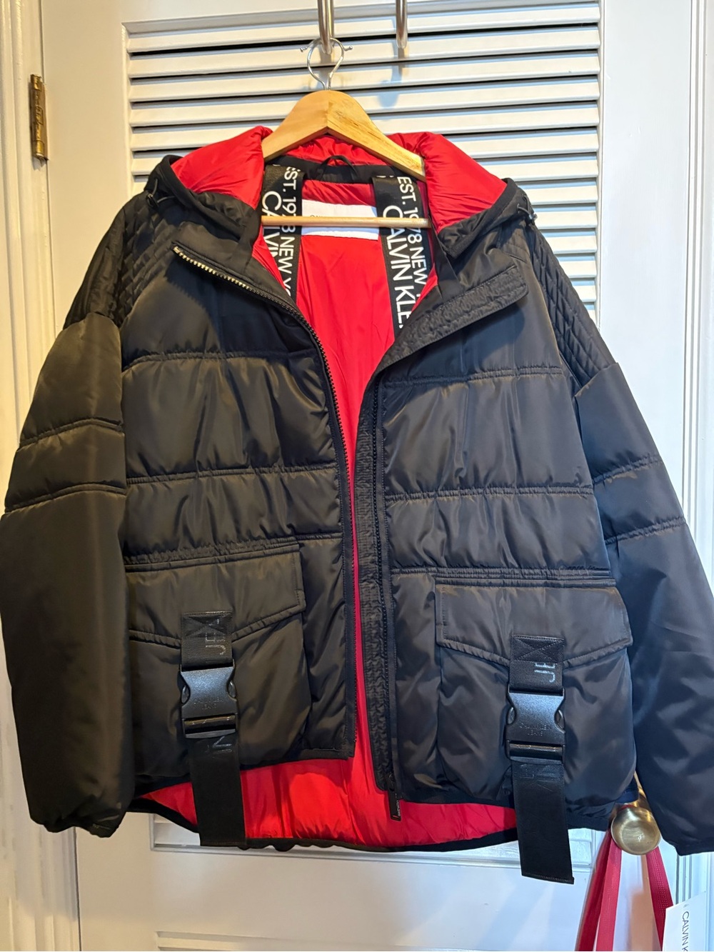 Calvin Klein unisex Black & Red Quilted Puffer Jacket